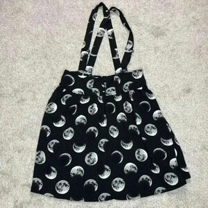 Hot Topic Moon Phase Suspender Skirt Button Front Black Gray Medium M